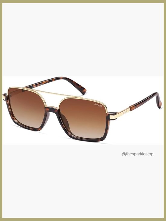 Polarized Retro Square Aviator Sunglasses with UV400 Protection main image 7